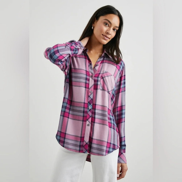 Rails Hunter Plaid Button Up in Navy & Magneta - Picture 1 of 9